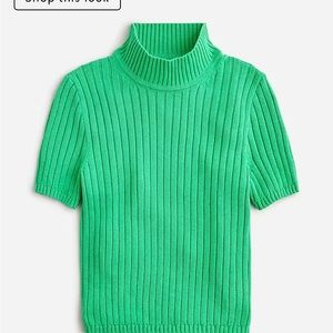 ISO cotton blend short sleeve turtleneck sweater in white/cream!